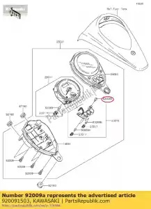 Kawasaki 920091503 parafuso, rosqueamento, 4x14 - Lado inferior