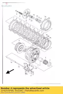 suzuki 2141035F00 buje, manga del embrague - Lado inferior