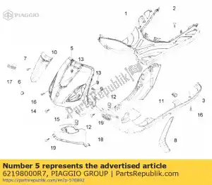Piaggio Group 62198000R7 bouclier avant. rouge - La partie au fond