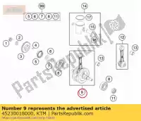 45230018000, KTM, cigüeñal cpl. gasgas husqvarna ktm  sx sxs 50 2009 2010 2011 2012 2014 2015 2016 2017 2018 2019 2020 2021 2022, Nuevo