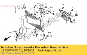 Honda 19006MGSD31 conjunto de cubierta. - Lado inferior