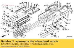 dekking, r. Cilinderkopzijde van Honda, met onderdeel nummer 12321MCA000, bestel je hier online: