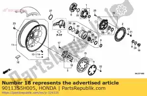 Honda 90113S5H005 parafuso, roda (thai meira) - Lado inferior