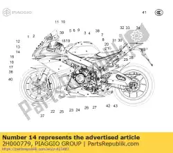 rechter onderste strip sticker van Piaggio Group, met onderdeel nummer 2H000779, bestel je hier online: