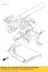 suzuki 1430510FA0 uitlaat, r - Onderkant