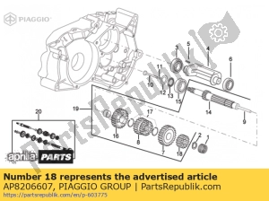 aprilia AP8206607 2nd pinion gear z=16 - Bottom side