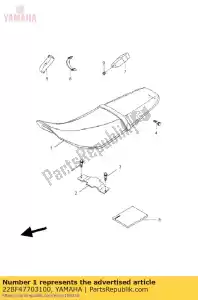 yamaha 22BF47703100 montaje de asiento semi-doble - Lado inferior