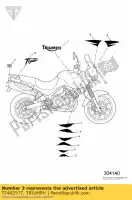 T2402577, Triumph, calcomanía tanque de combustible triumph tiger 955i 124106 > 198874 955 2002 2003 2004, Nuevo