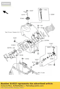 Kawasaki 510231402 grifo, combustible - Lado inferior