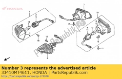 Hier finden Sie die linsenkomp., r. Fr. Blinker von Honda. Mit der Teilenummer 33410MT4611 online bestellen: