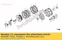 90008KT7000, Honda, Parafuso, flange, 6x25 honda cb cbr f (j) portugal / kph nsr rr (p) 125 150 750 1988 1992 1993 1994 1995 1996 1997 1998 1999 2000 2001 2004 2005 2006 2007 2008 2009 2010 2011 2012 2013, Novo