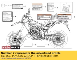 Aprilia 851157, Decalcomania dell'ammortizzatore, OEM: Aprilia 851157