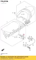 Here you can order the striker,seat lo from Suzuki, with part number 4529042F02: