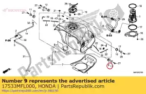 Honda 17533MFL000 caucho, l. fr. montaje en tanque - Lado inferior