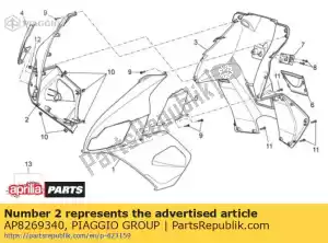 Piaggio Group AP8269340 rh front fairing. white - Bottom side