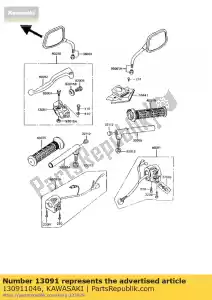 kawasaki 130911046 houder, koppelingshendel z1000-j1 - Onderkant