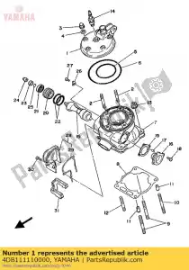 Yamaha 4DB111110000 cabeza, cilindro 1 - Lado inferior