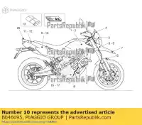 B046095, Piaggio Group, Lh decalque da carenagem traseira dorsoduro italia aprilia  dorsoduro zd4sm000, zd4sma00, zd4smc00, zd4smc01 750 2008 2009 2010 2011 2015 2016, Novo