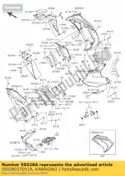 Ici, vous pouvez commander le capot, côté, lh, m. C. Gray auprès de Kawasaki , avec le numéro de pièce 55028037051A: