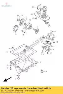 suzuki 1517034E00 filtro de combustível - Lado inferior