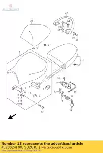 Suzuki 4528024F00 cable, cerradura de asiento - Lado inferior