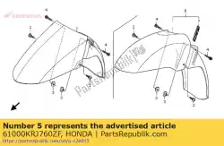 Ici, vous pouvez commander le jeu d'ailes, fr. (wl) * année 287m * (année 287m bronze champagne métallisé) auprès de Honda , avec le numéro de pièce 61000KRJ760ZF: