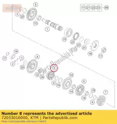 Aqui você pode pedir o engrenagem deslizante 6ª engrenagem, 20t em KTM , com o número da peça 72033016000: