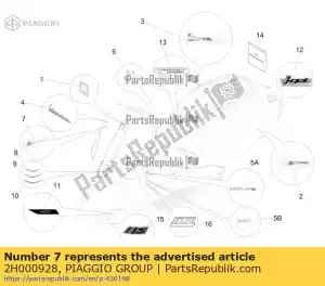 Piaggio Group 2H000928 targhetta frontale 