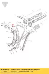 Here you can order the gasket metal tensioner from Triumph, with part number T1140071: