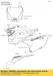 patroon, lijkwade, rechts van Kawasaki, met onderdeel nummer 560694103, bestel je hier online: