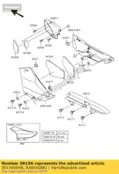 Qui puoi ordinare pad, coperchio laterale, rh bn125-a7 da Kawasaki , con numero parte 391560048: