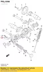 Here you can order the arm,vlv. Rck,exh from Suzuki, with part number 1285038A10: