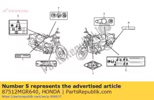 Honda 87512MGR640 label,accessory l - Bottom side