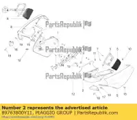 89763800Y11, Piaggio Group, Technogrey po lewej stronie panelu moto-guzzi stelvio zgulze00, zgulzg00, zgulzu01 1200 2011 2016 2017, Nowy