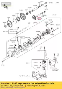 Kawasaki 131070136 eixo - Lado inferior