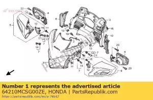 Honda 64210MCSG00ZE conjunto de capucha, superior (wl) * nh4 - Lado inferior