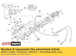 Aprilia AP8113280, Serbatoio olio freni completo, OEM: Aprilia AP8113280