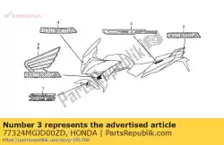 Aquí puede pedir marca, rr. Capucha (###) * type4 * (type4) de Honda , con el número de pieza 77324MGJD00ZD: