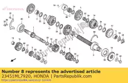 Aqui você pode pedir o engrenagem, eixo principal th em Honda , com o número da peça 23451ML7920: