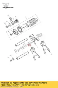 triumph T1190365 fork, selector, output, moly - Bottom side