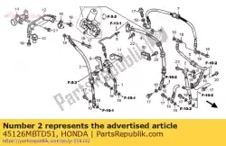 Ici, vous pouvez commander le tuyau, l. Fr. Frein principal auprès de Honda , avec le numéro de pièce 45126MBTD51: