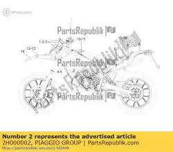 Ici, vous pouvez commander le décalque de pare-brise rh auprès de Piaggio Group , avec le numéro de pièce 2H000002: