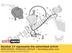 Aprilia AP8149424, Koelvloeistof tank cover, OEM: Aprilia AP8149424