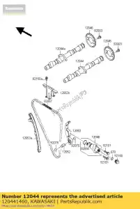 kawasaki 120441460 nokkenasklep, inlaat zr750-f1 - Onderkant