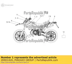 Piaggio Group 2H001420 decalque do painel lateral direito 