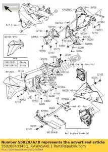 Kawasaki 55028043345Q carenado, lwr, lh, c.f.b.gre - Lado inferior