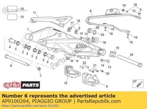 aprilia AP9100264 rear swing arm pin m14 l=256 - Bottom side