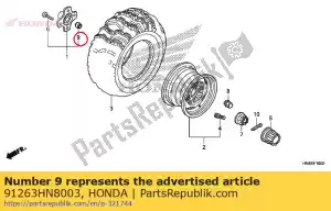 Honda 91263HN8003 joint anti-poussière, 22x26.5x11 - La partie au fond