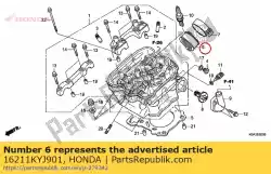 Aqui você pode pedir o isolador, corpo do acelerador em Honda , com o número da peça 16211KYJ901: