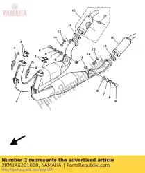 Ici, vous pouvez commander le tuyau d'échappement asy r auprès de Yamaha , avec le numéro de pièce 2KM146201000: